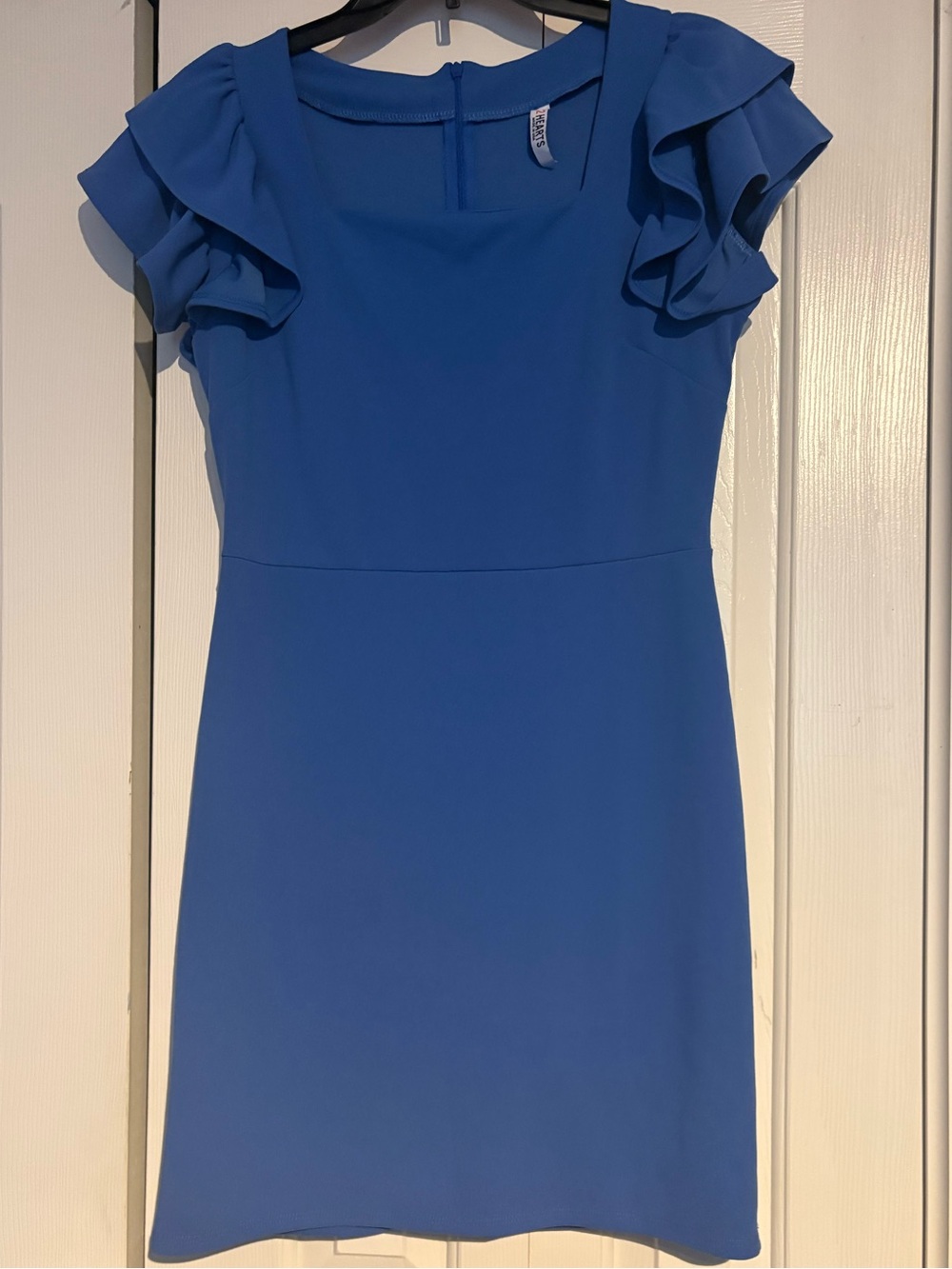 2 HEARTS Ruffle Sleeve Mini Dress in Cobalt Blue